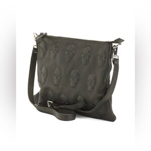 IO Pelle/Black Crossbody Bag/Skull Embossed Bag/Italian Leather👻 🎃